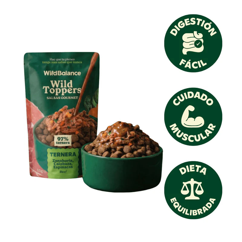 Wild Balance Topper Monoproteico de Ternera | Potenciador Natural de Apetito e Hidratación | 85g