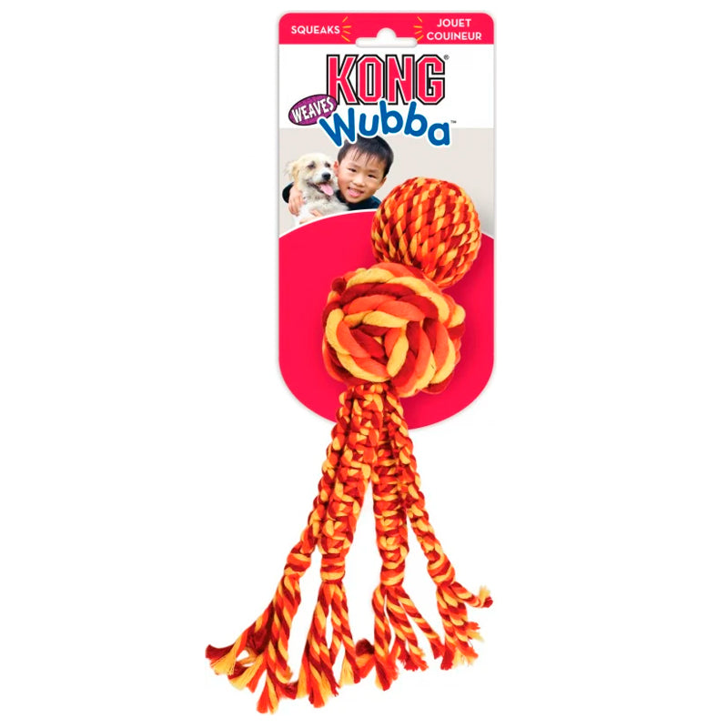 KONG Wubba Weaves – Juguete de Cuerda Trenzada con Sonido