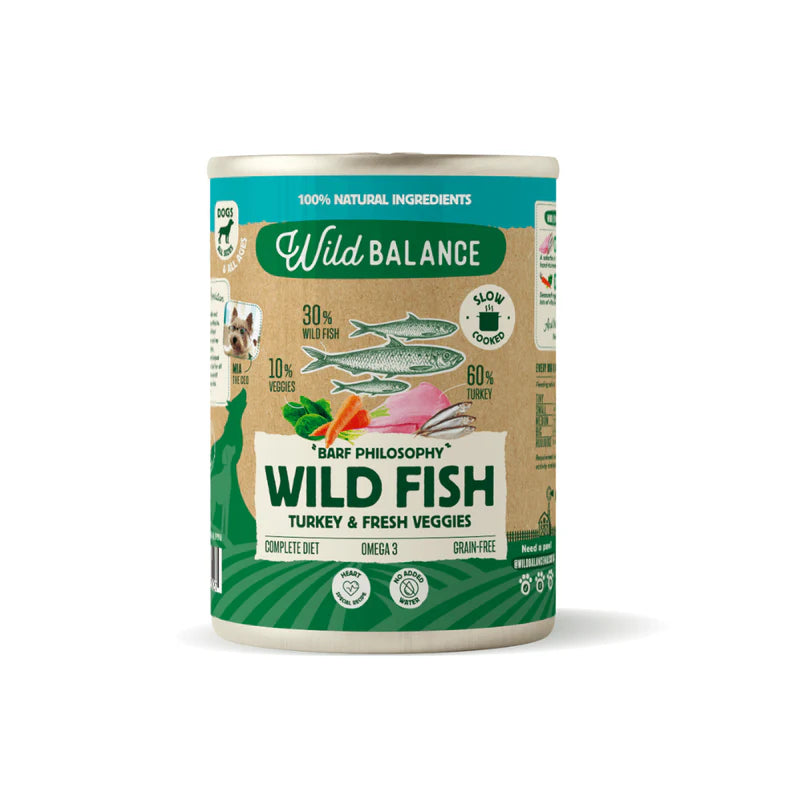 Wild Balance Lata de Pescado y Pavo para perros 400g - Filosofía BARF
