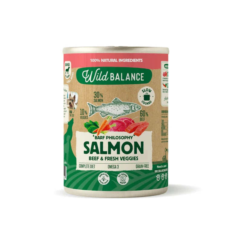 Lata BARF de Salmón y Ternera para Perros 400 g Wild Balance