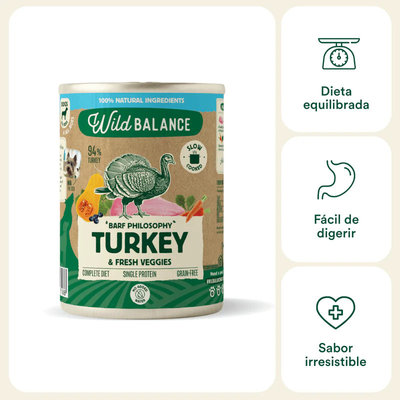 Lata de Pavo para Perros 400 g | Comida húmeda natural y sin cereales